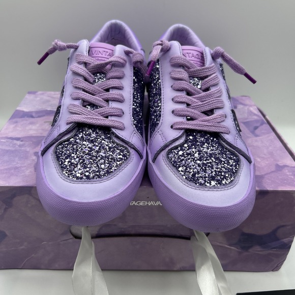 NEW Vintage Havana Levels Sneakers, Women's SZ: 8 M,Purple/Glitter - Picture 5 of 16